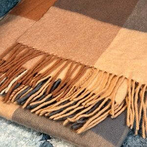 VANMBO 100% Wool Scarf Brown and Tan